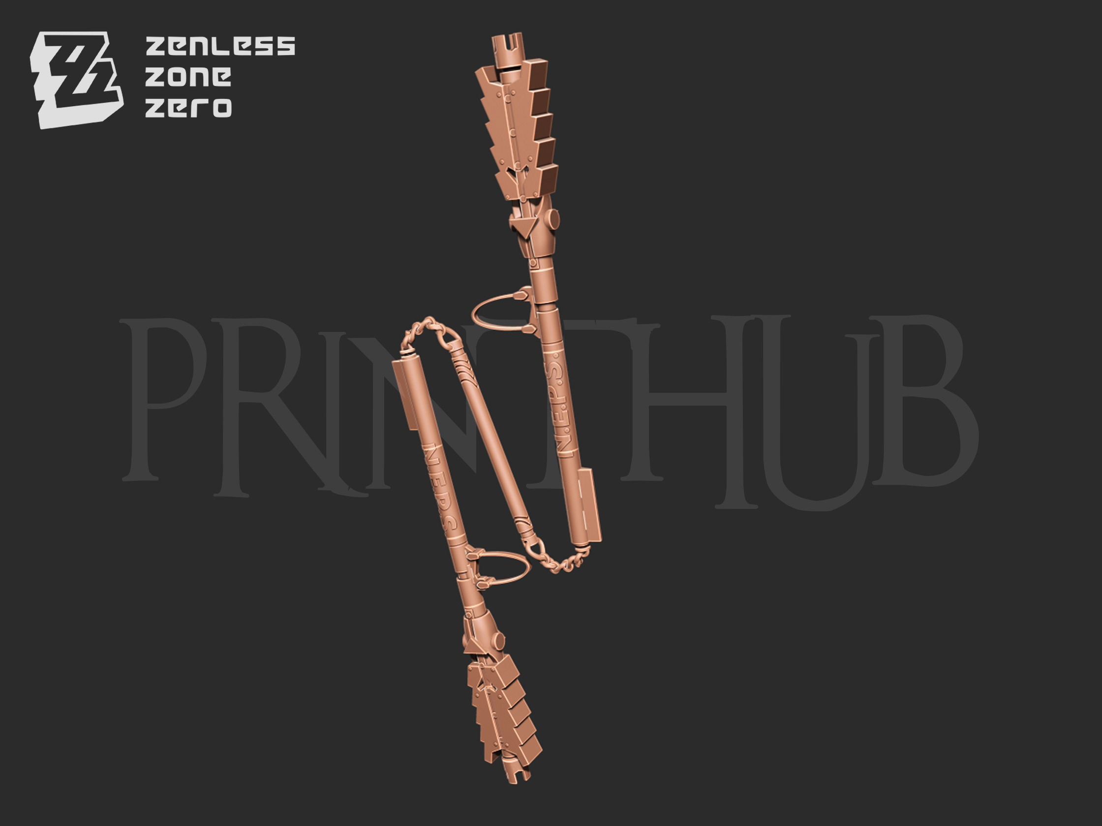 Zenless zone zero Qingyi three section staff for cosplay 3D print model_2