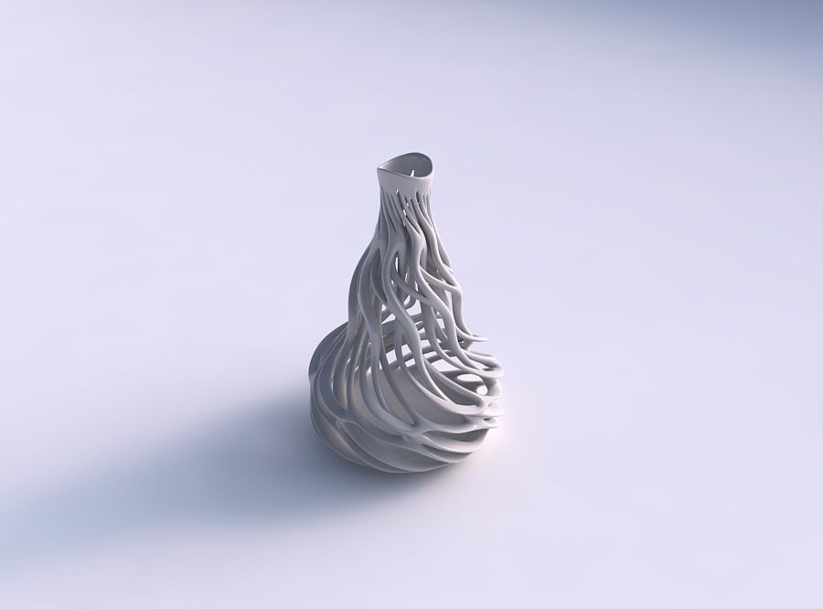 Vase flared curved with twisted branches twisted and streched... 3D print model_0