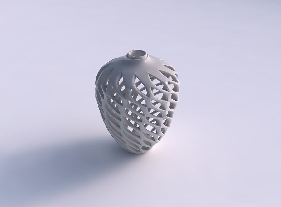 Vase flared slim with smooth beveled cuts and extruded top tw... 3D print model_0