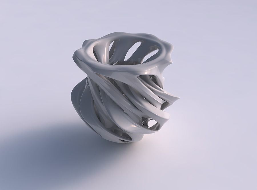 Vase inside a funnel vase with intersection through cuts twis... 3D print model_0