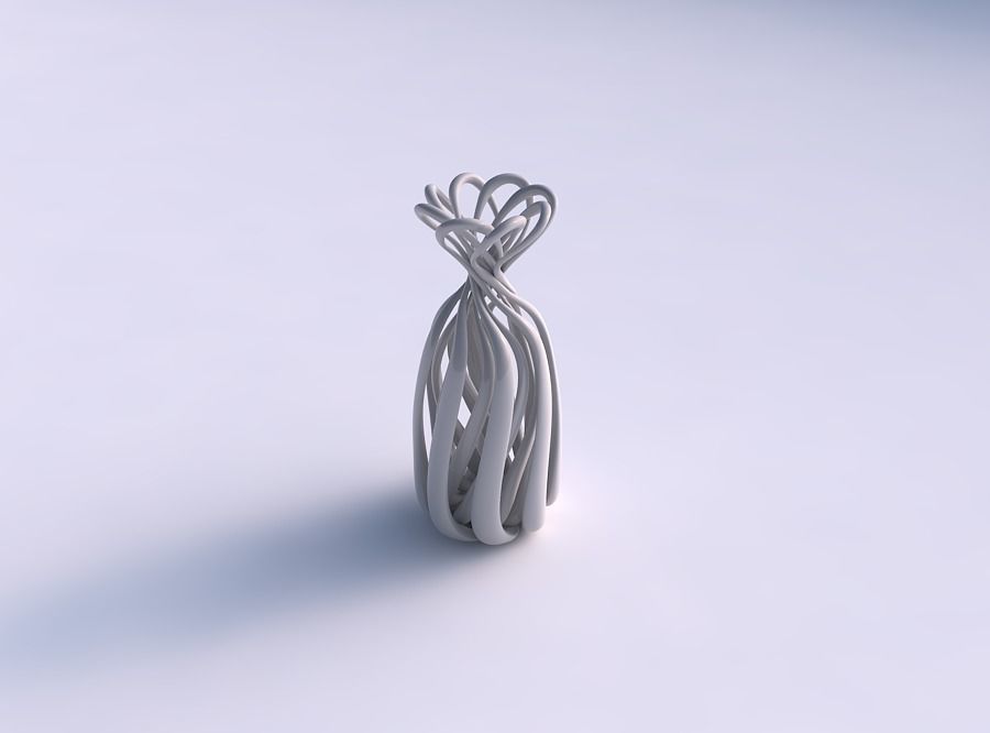 Vase double twisted with squeezed top part widened top 3D print model_0