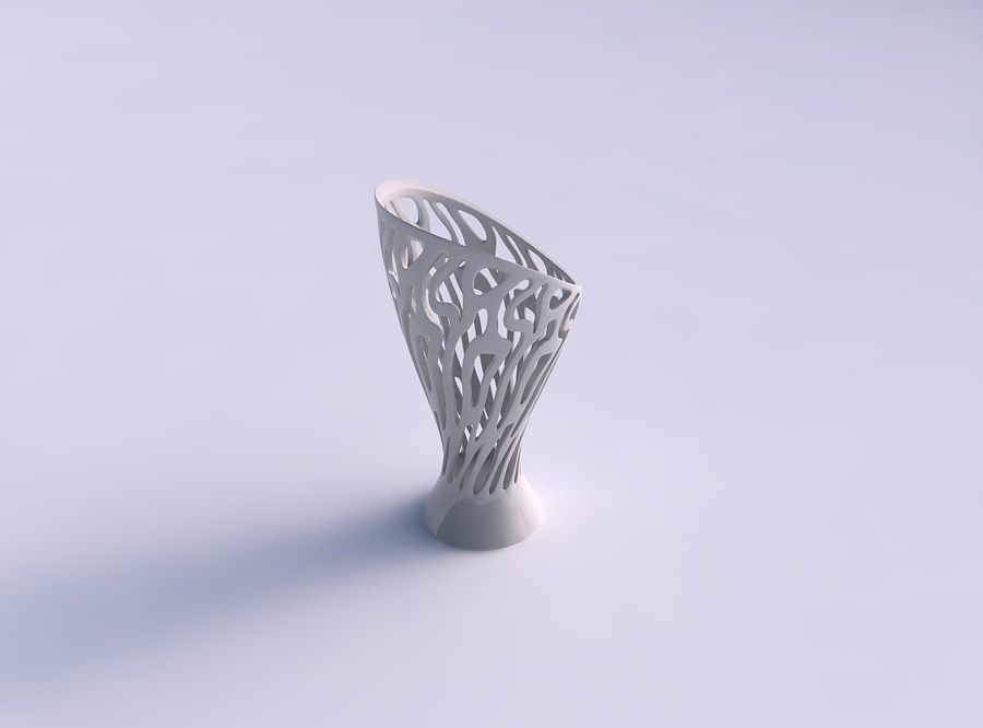 Vase glass shaped with twisted smooth cuts squeezed with stre... 3D print model_0
