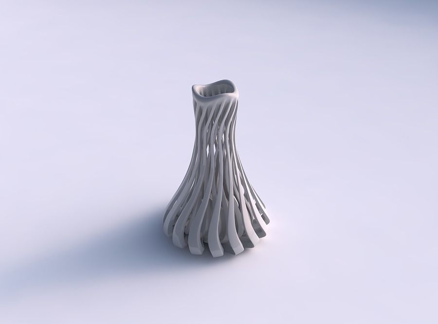 Vase flask wavy with sharp muscle structure streched and wavy... 3D print model_0