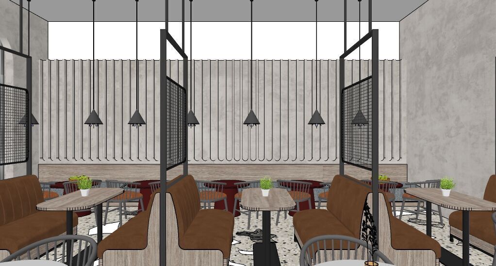 Modern Cozy Coffee Shop Small Space Low-poly 3D model_7