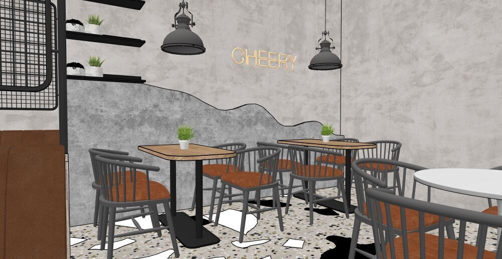 Modern Cozy Coffee Shop Small Space Low-poly 3D model_18