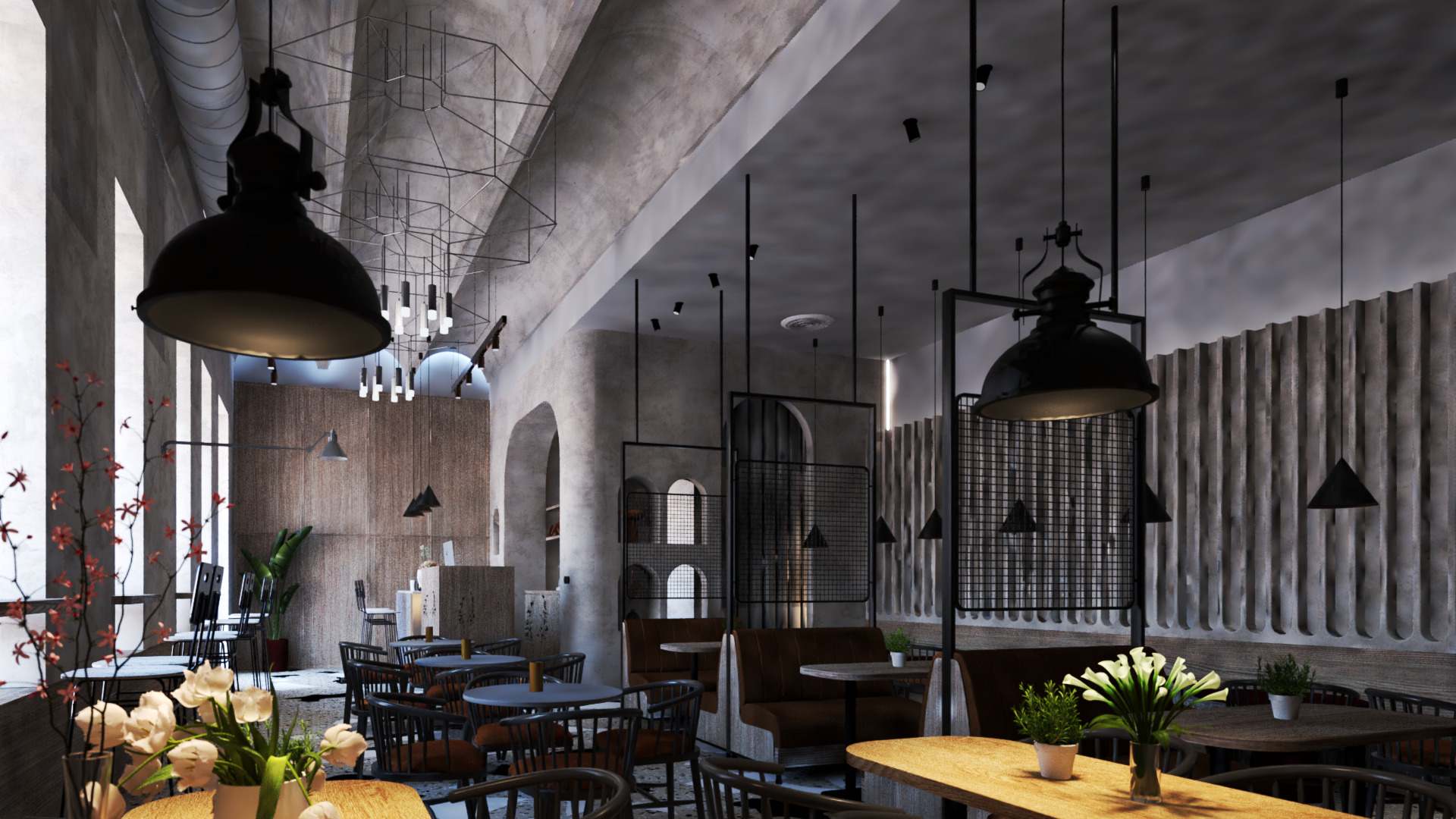 Modern Cozy Coffee Shop Small Space Low-poly 3D model_5