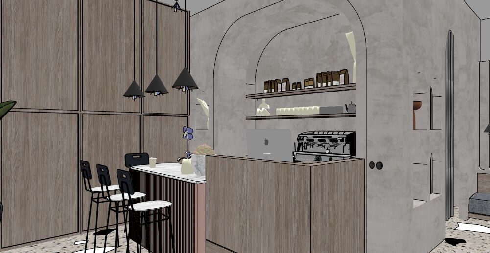 Modern Cozy Coffee Shop Small Space Low-poly 3D model_17