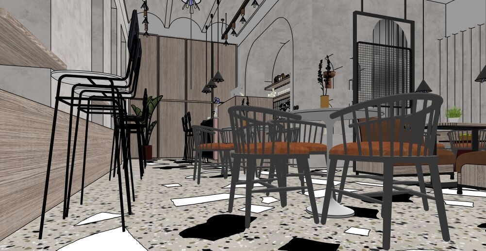 Modern Cozy Coffee Shop Small Space Low-poly 3D model_13