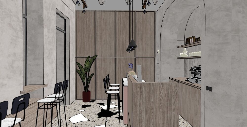 Modern Cozy Coffee Shop Small Space Low-poly 3D model_16