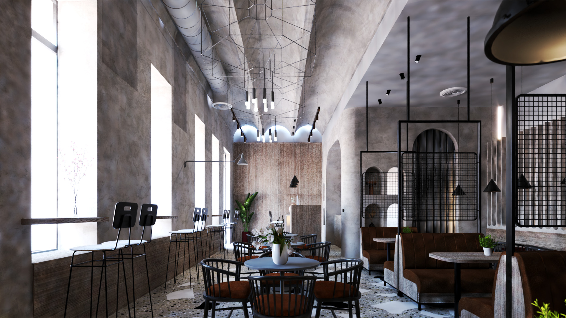 Modern Cozy Coffee Shop Small Space Low-poly 3D model_6