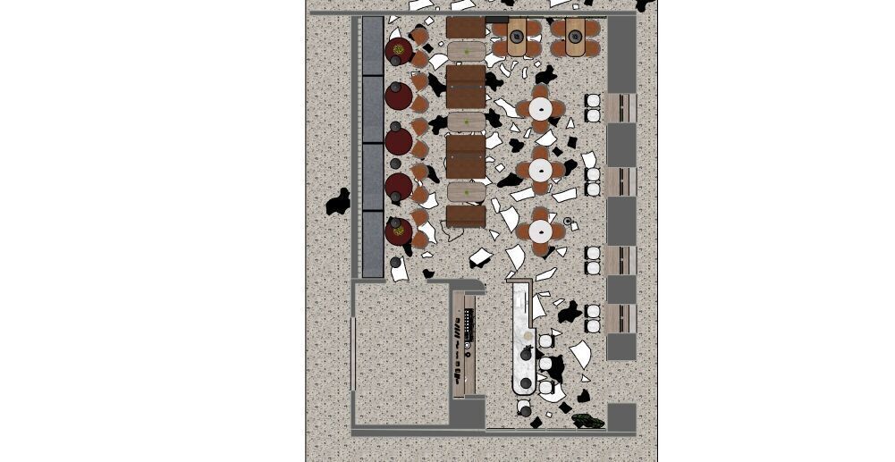 Modern Cozy Coffee Shop Small Space Low-poly 3D model_20