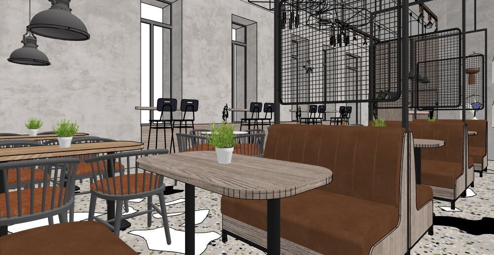 Modern Cozy Coffee Shop Small Space Low-poly 3D model_12
