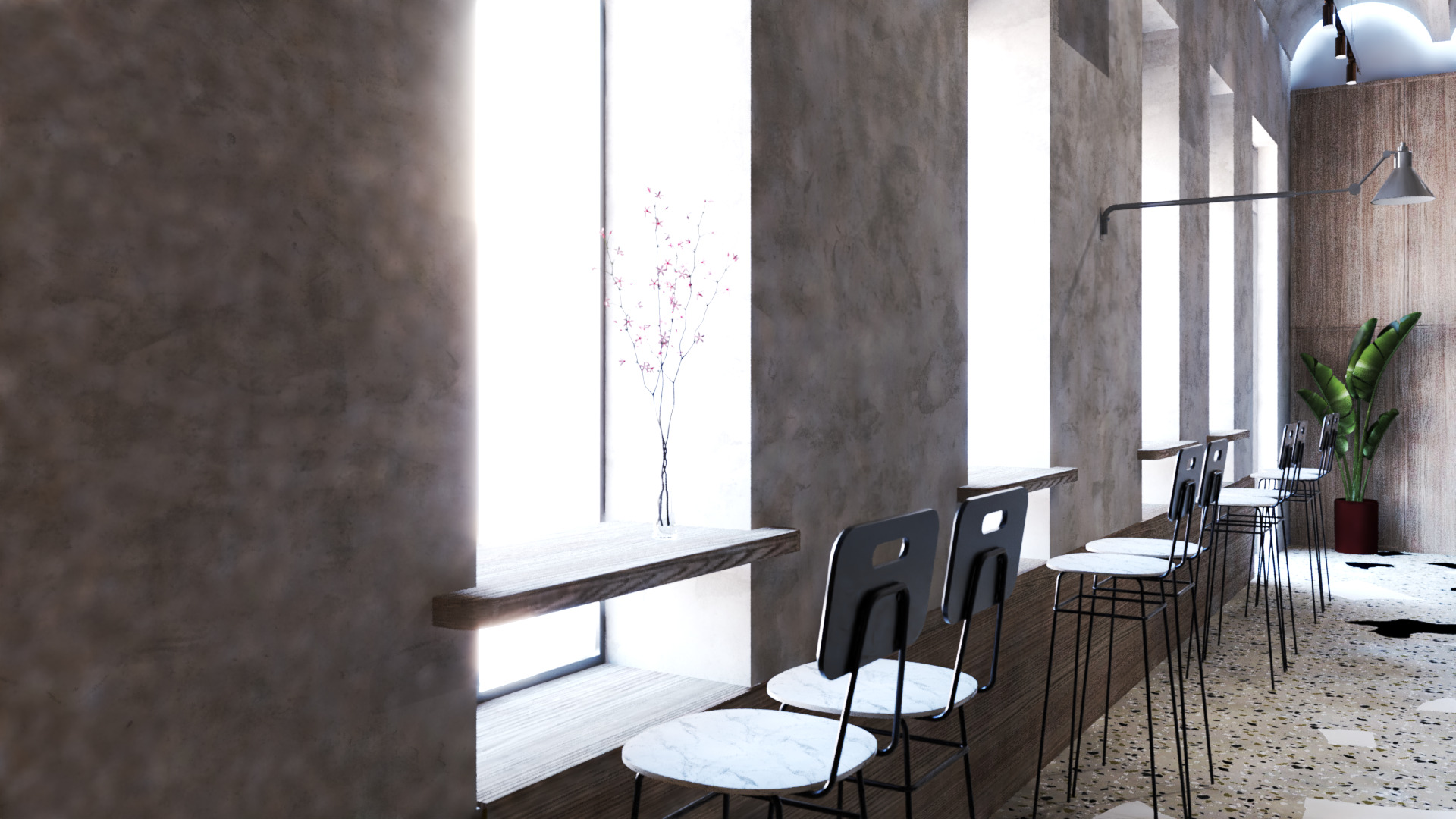 Modern Cozy Coffee Shop Small Space Low-poly 3D model_4