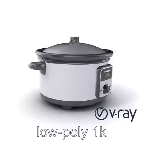Compact Slow Cooker Ceramic Pot model pack Low-poly 3D model