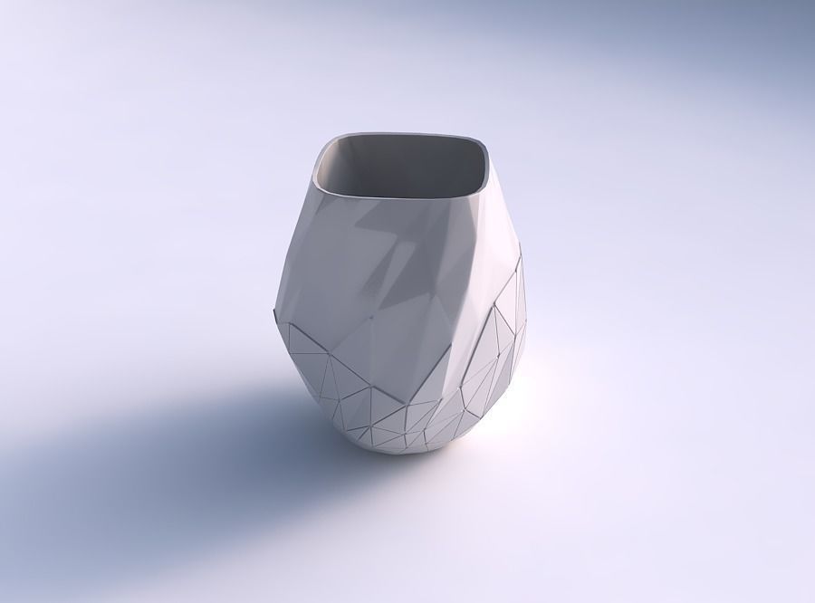 Vase low bulky helix with partial random triangle plates 3D print model_0