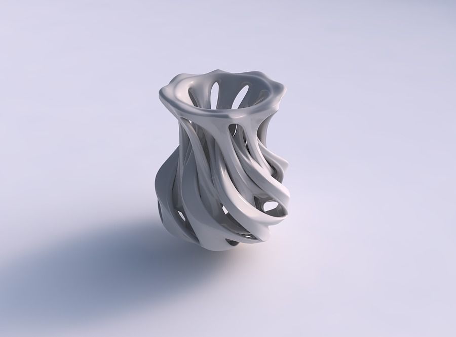 Vase inside a funnel vase with intersection through cuts wide... 3D print model_0