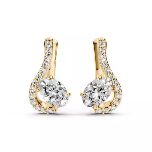 Oval Stone Wave Earrings