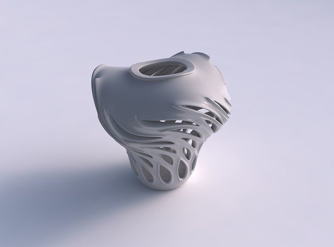 Vase flared with smooth extruded cuts wavy top 3D print model