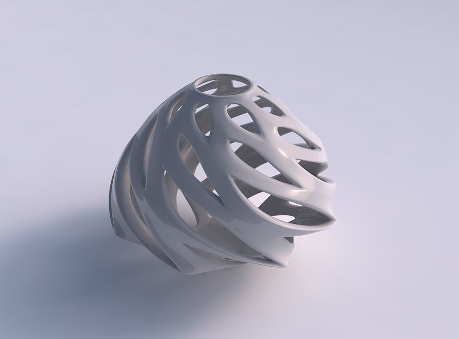 Vase footed baluster with smooth cuts twisted and squeezed 3D print model_0