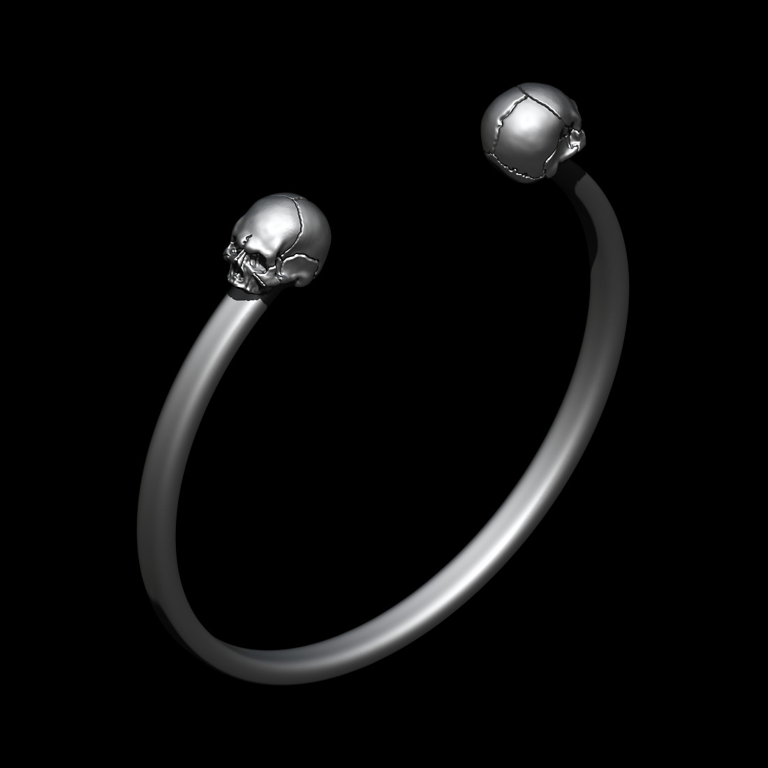 Mini Skull Cuff Bangle 3D print model_1