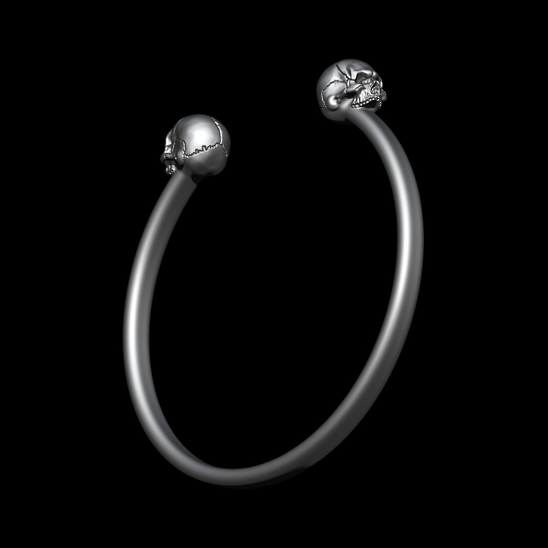 Mini Skull Cuff Bangle 3D print model_4