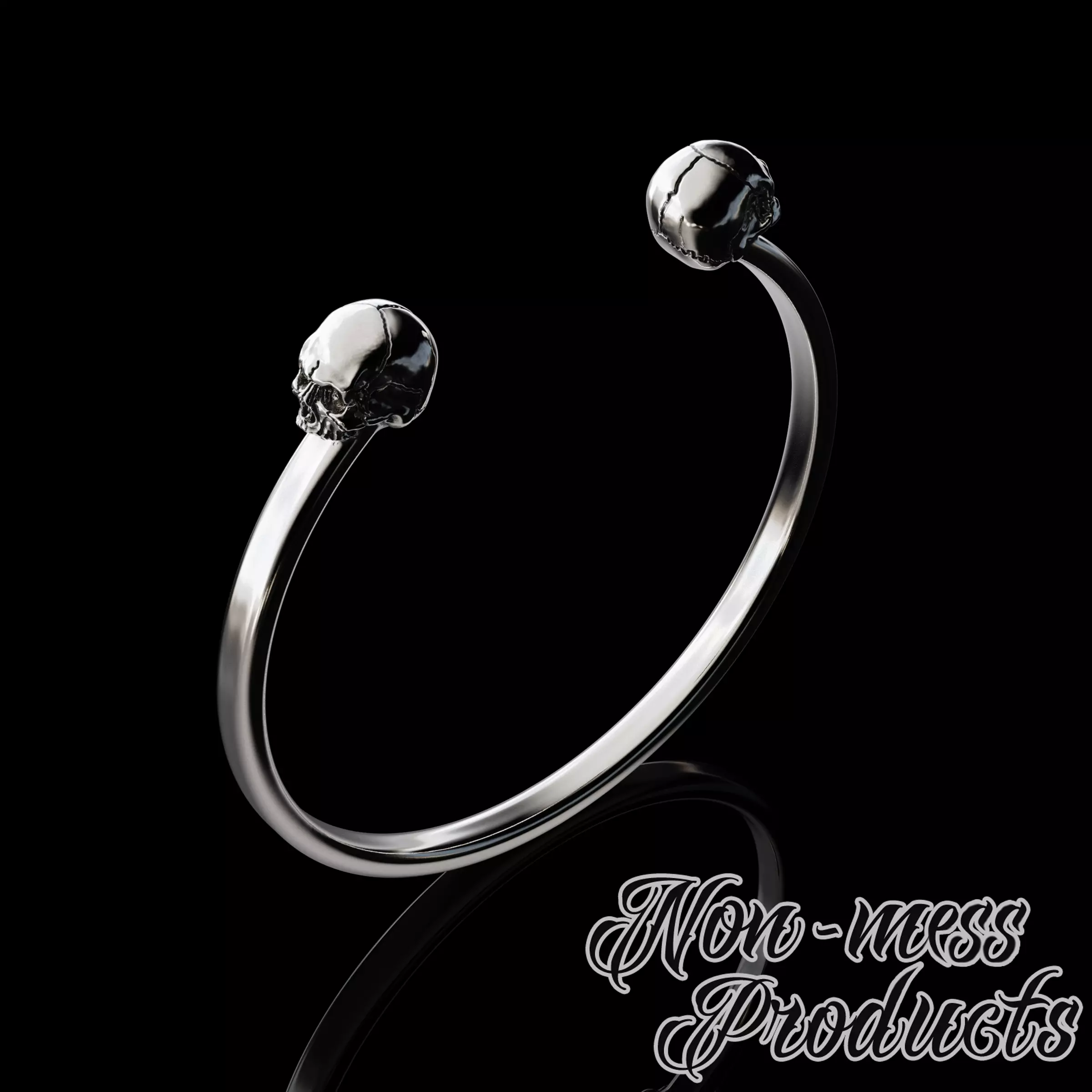 Mini Skull Cuff Bangle 3D print model_0