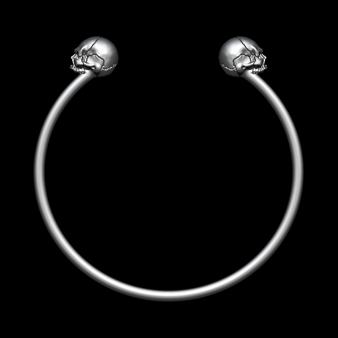 Mini Skull Cuff Bangle 3D print model_2