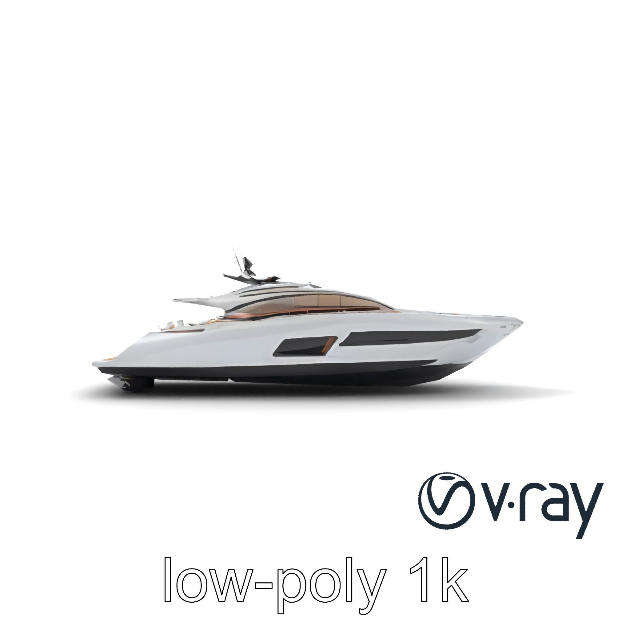 Super-Speed Luxury Yacht Model Pack with Aerodynamic Styling Low-poly 3D model_17