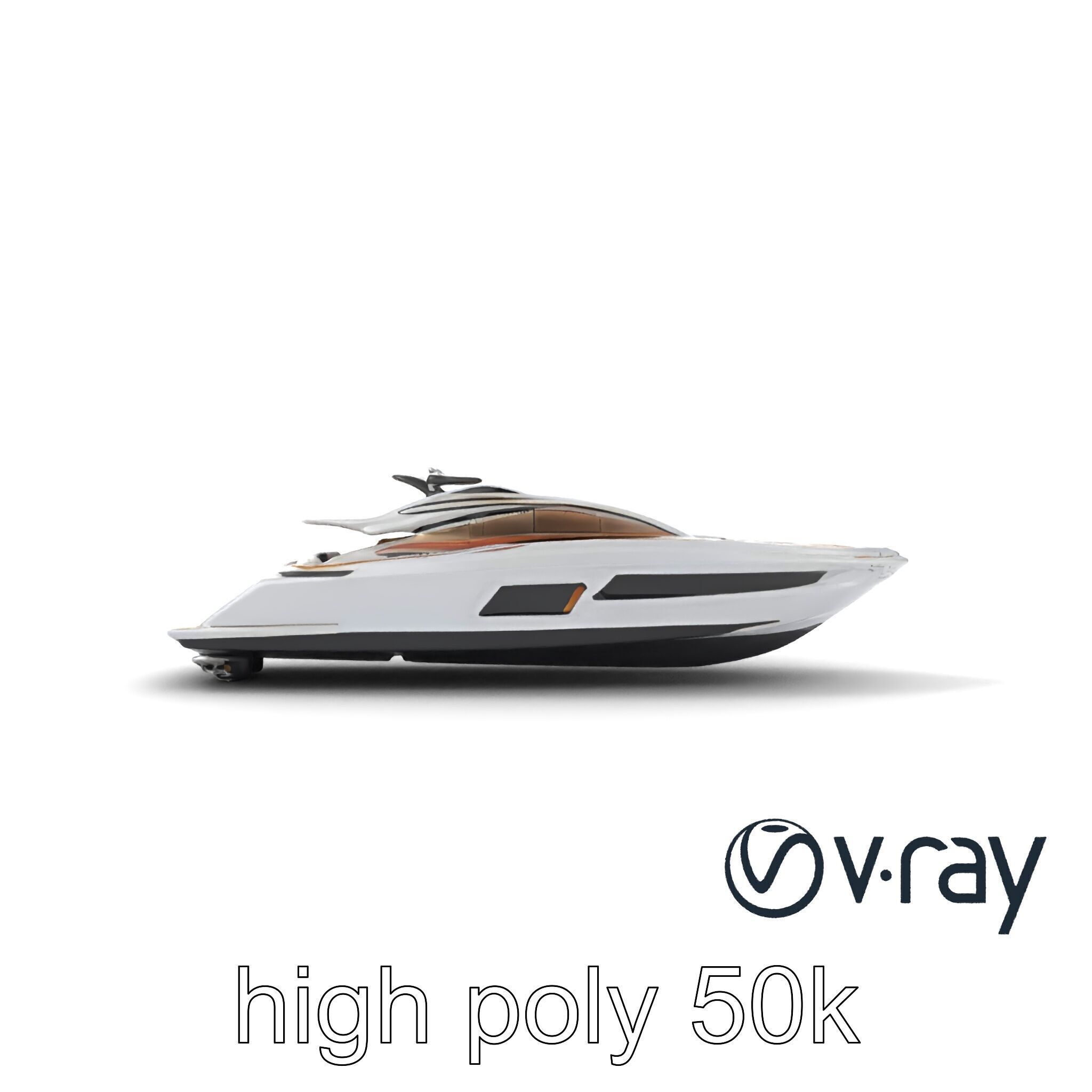Super-Speed Luxury Yacht Model Pack with Aerodynamic Styling Low-poly 3D model_22