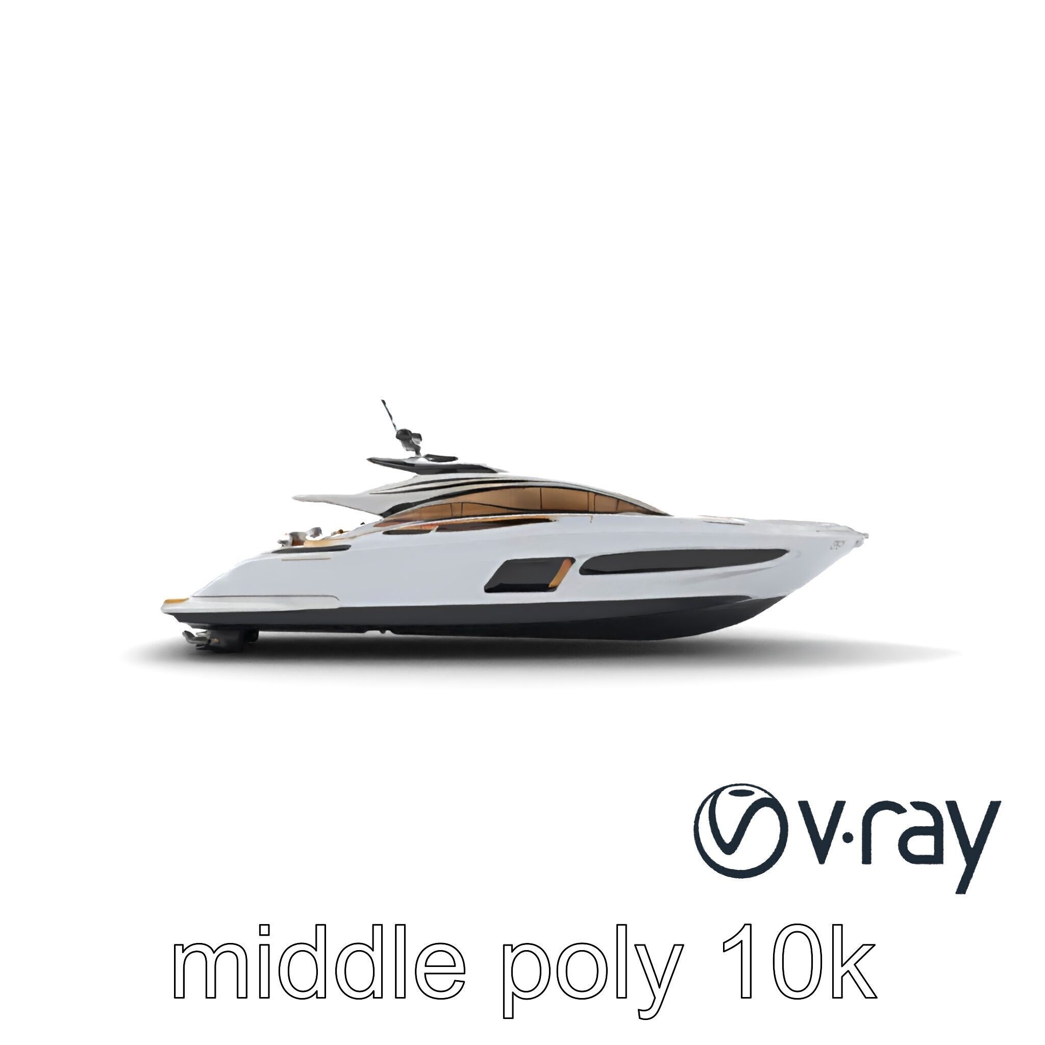 Super-Speed Luxury Yacht Model Pack with Aerodynamic Styling Low-poly 3D model_26