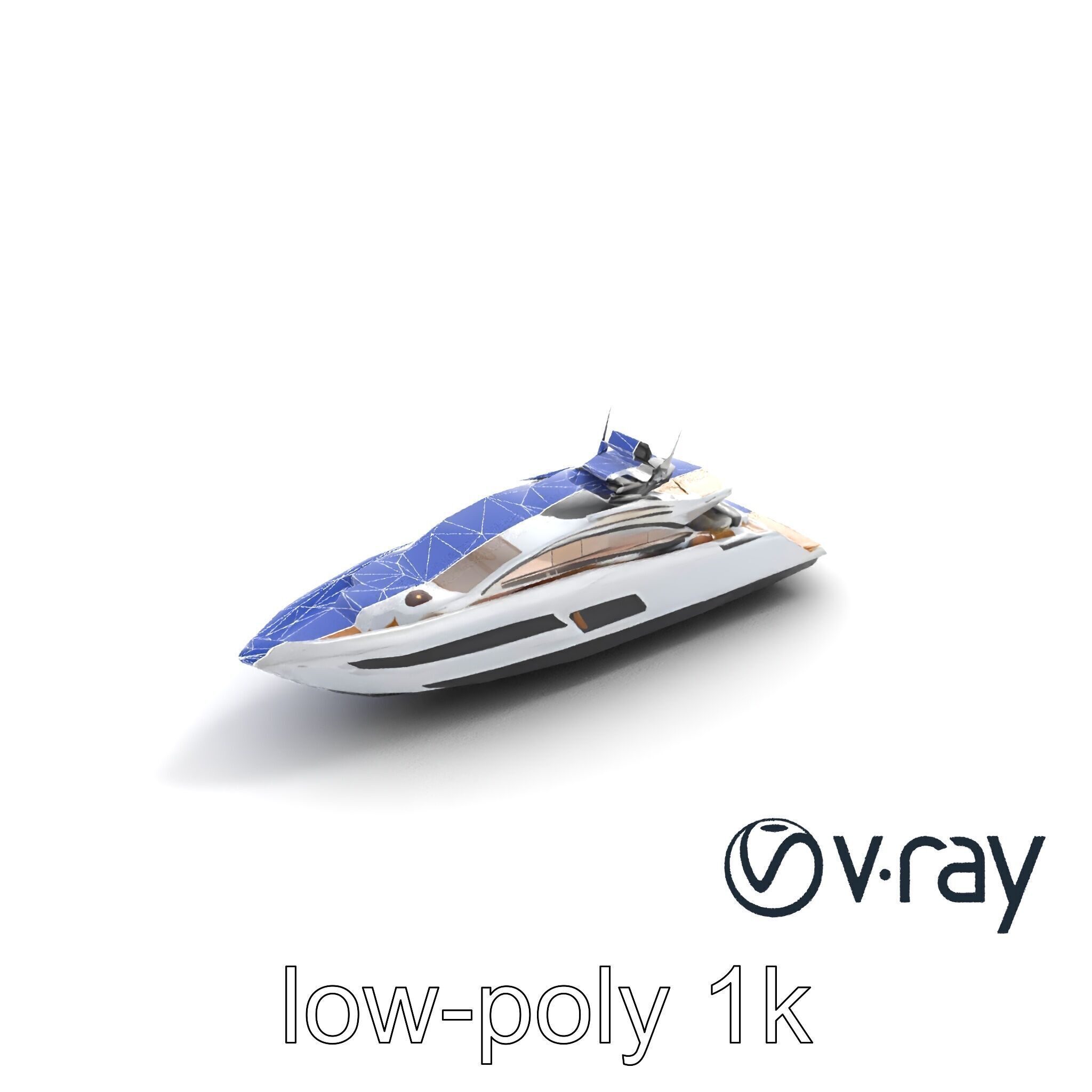 Super-Speed Luxury Yacht Model Pack with Aerodynamic Styling Low-poly 3D model_13