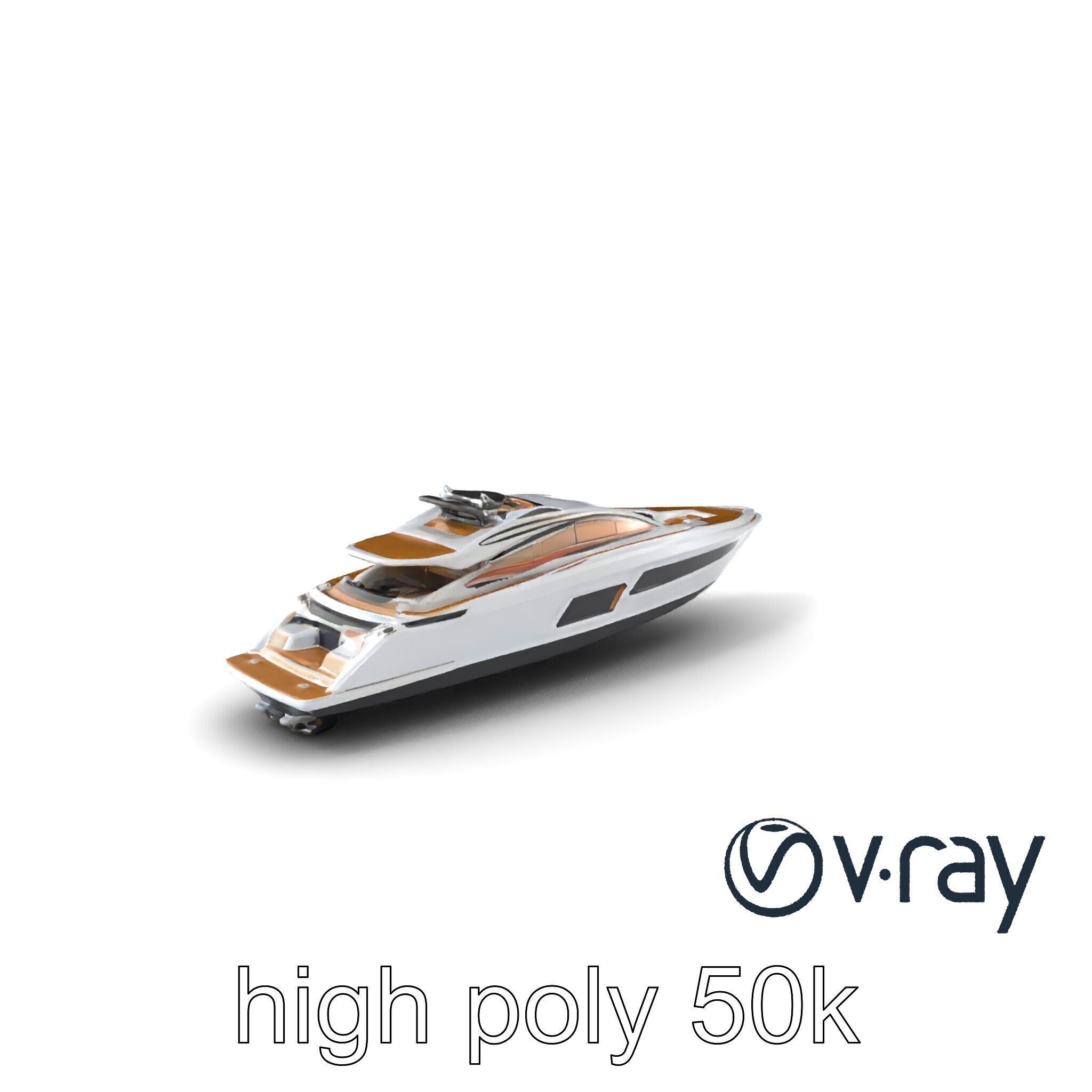Super-Speed Luxury Yacht Model Pack with Aerodynamic Styling Low-poly 3D model_5