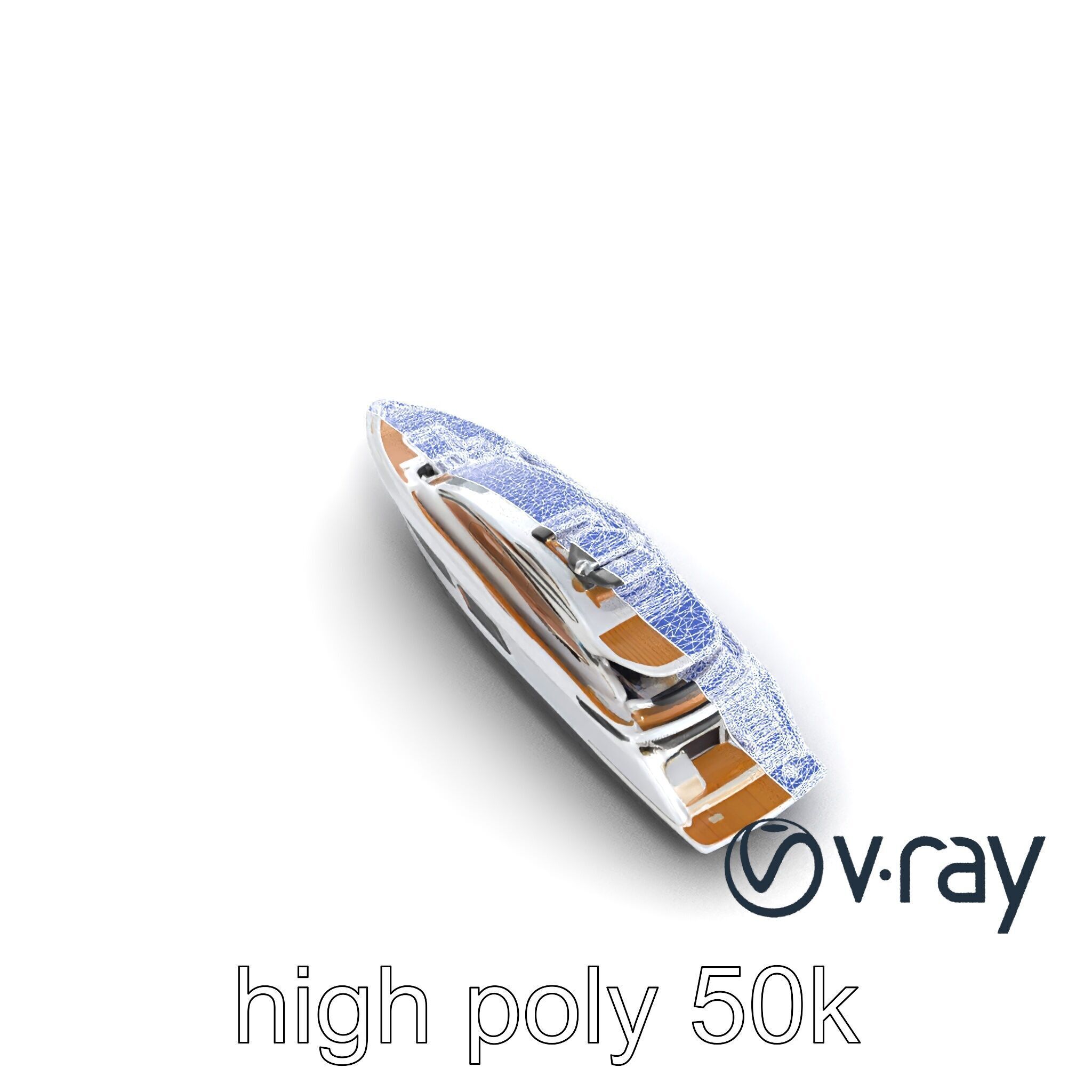Super-Speed Luxury Yacht Model Pack with Aerodynamic Styling Low-poly 3D model_32