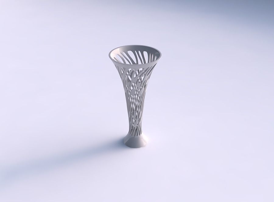 Vase glass shaped with twisted smooth cuts widened top 3D print model_0