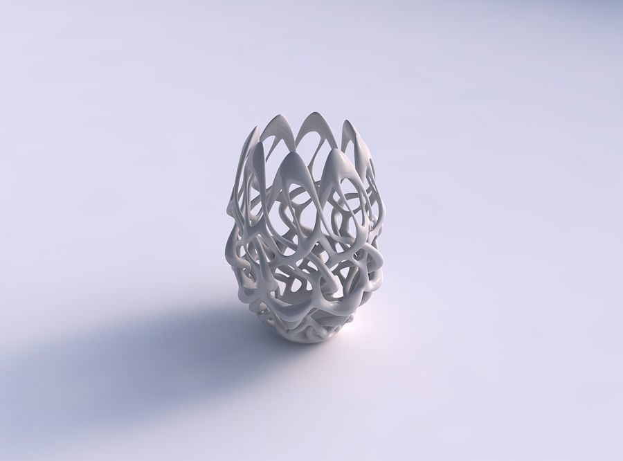 Vase flared with intelacing soft edged lattice long neck 3D print model_0