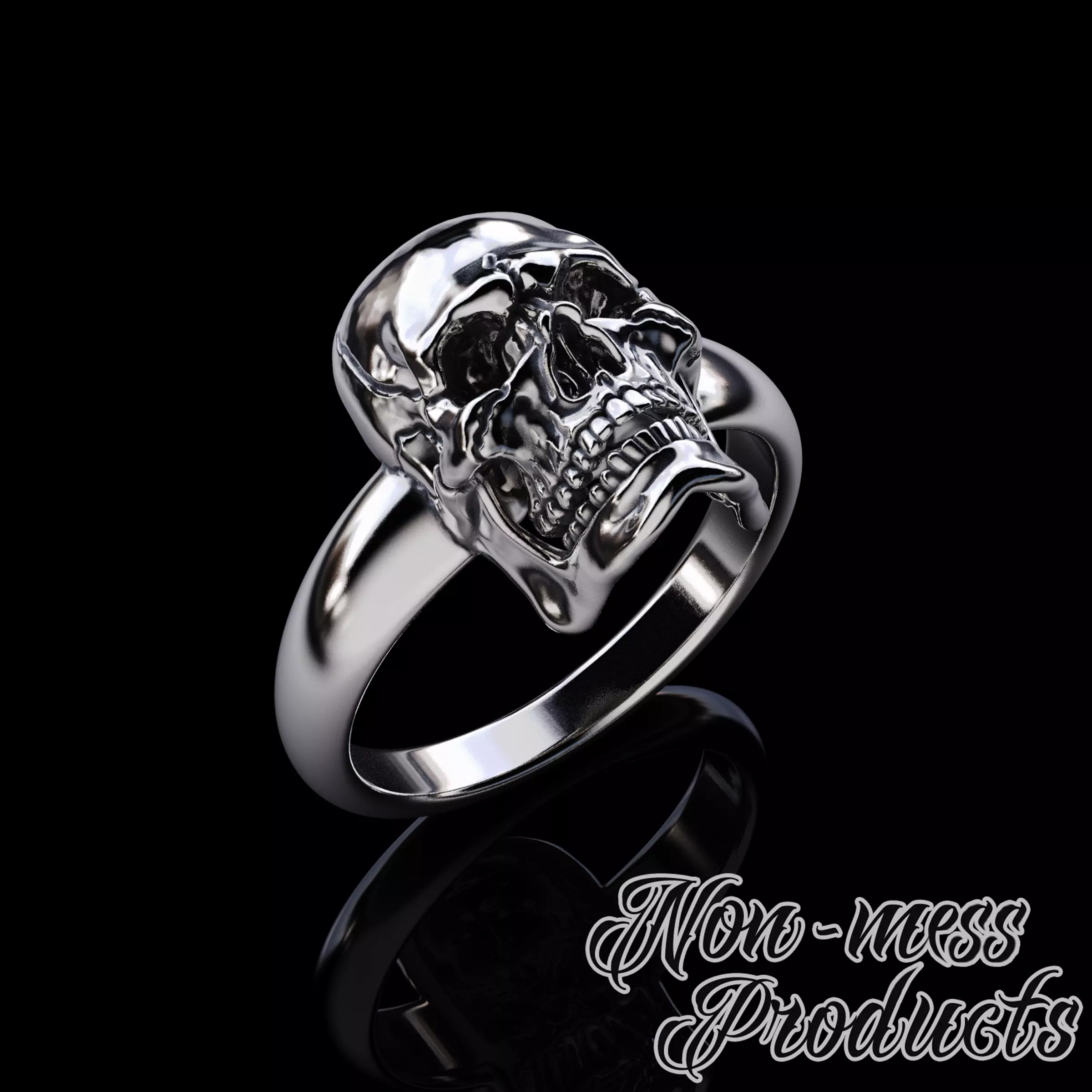 Skull Ring 3D print model_0