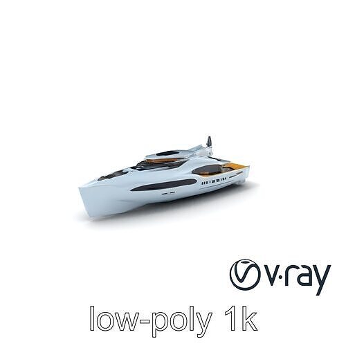 Space-Age Concept Yacht model pack Low-poly 3D model