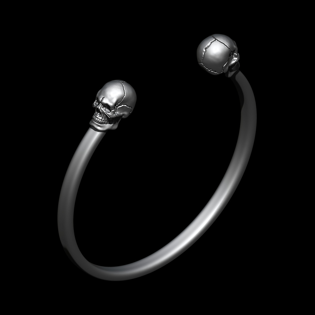Skull Cuff Bangle 3D print model_1