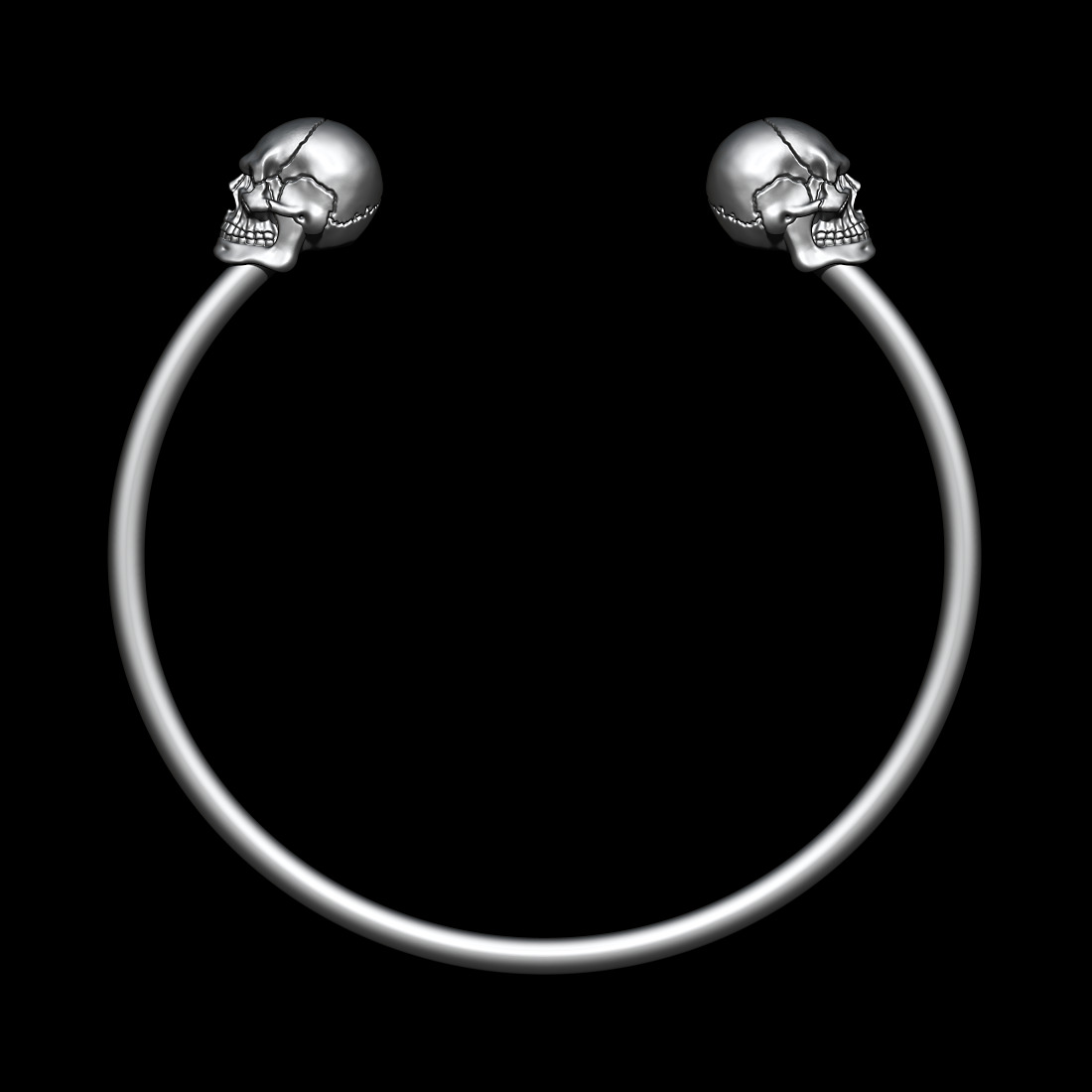 Skull Cuff Bangle 3D print model_2