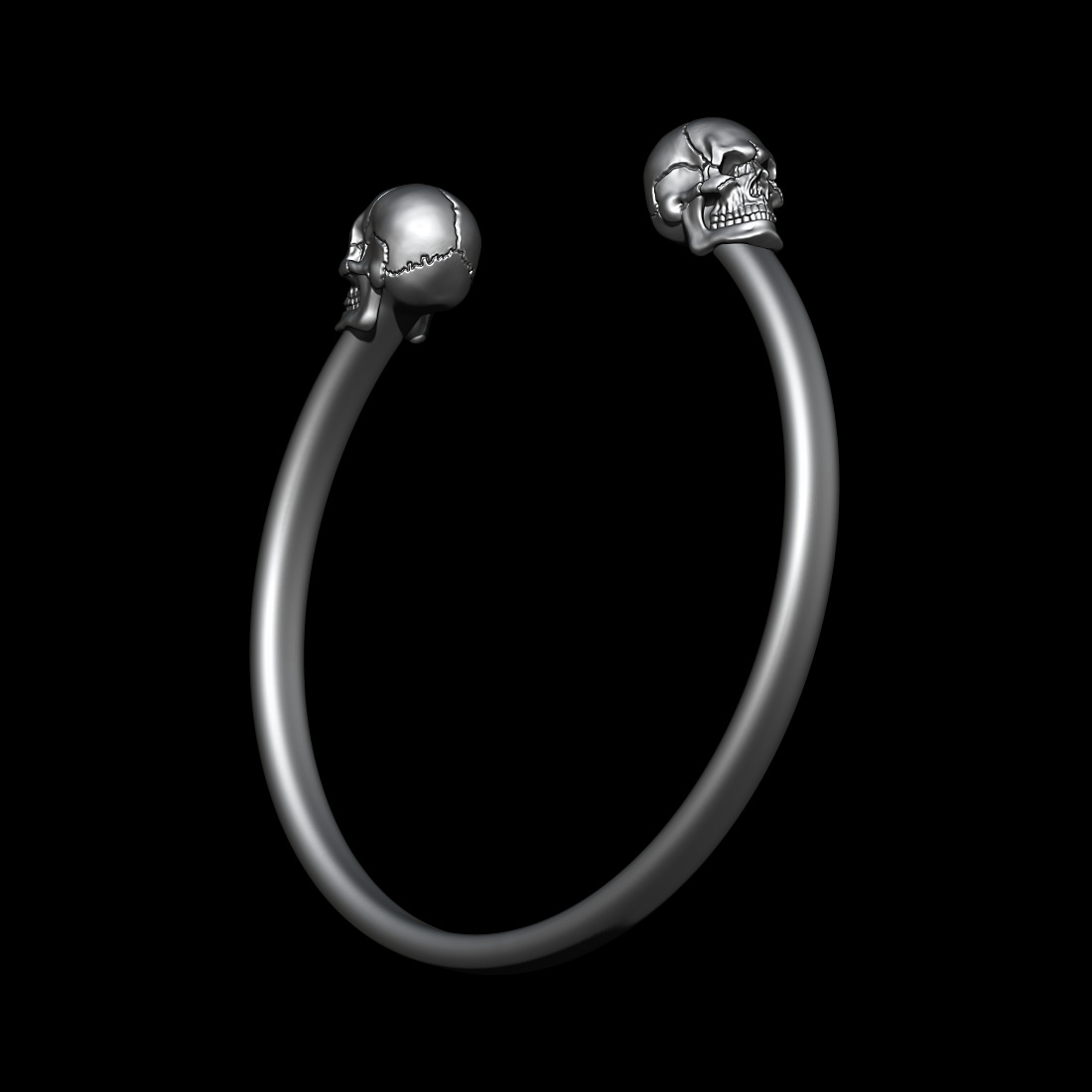 Skull Cuff Bangle 3D print model_4