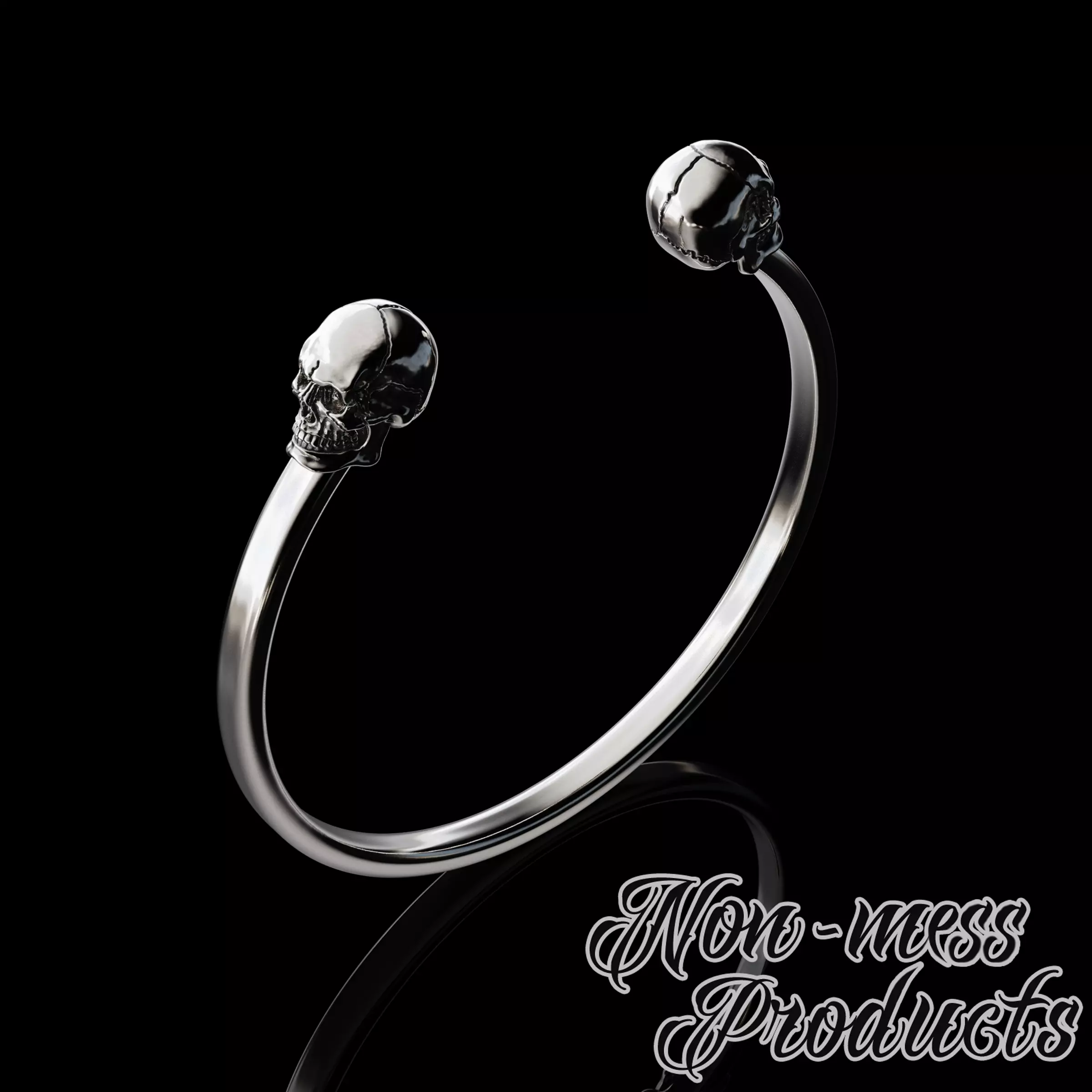 Skull Cuff Bangle 3D print model_0