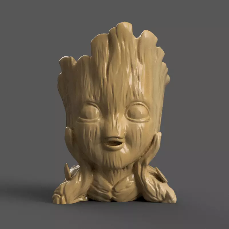 Cute groot Character Planter 3D STL File for Home Decor 3D print model_0