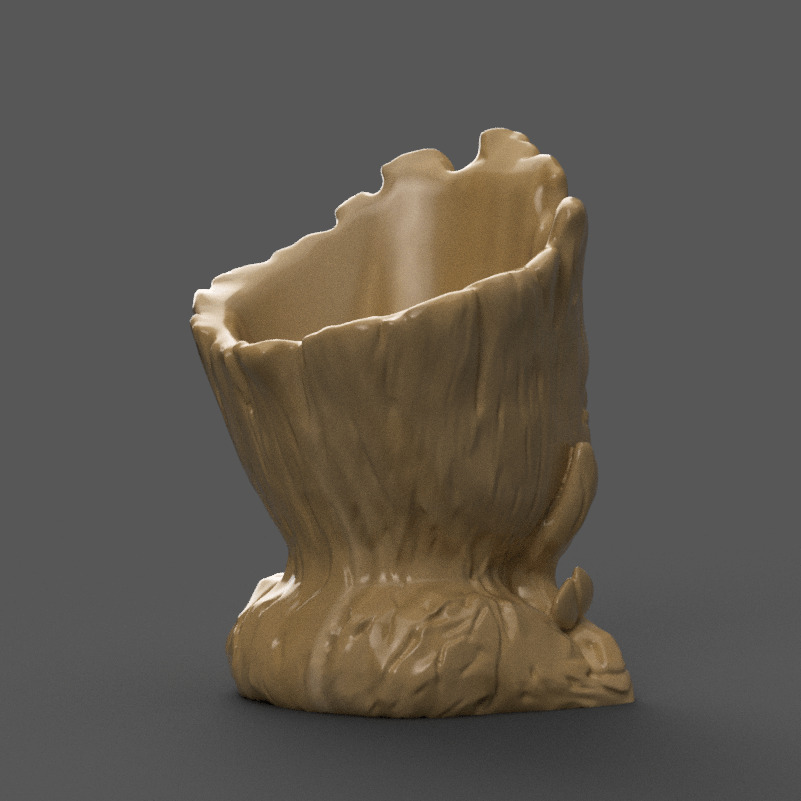 Cute groot Character Planter 3D STL File for Home Decor 3D print model_5