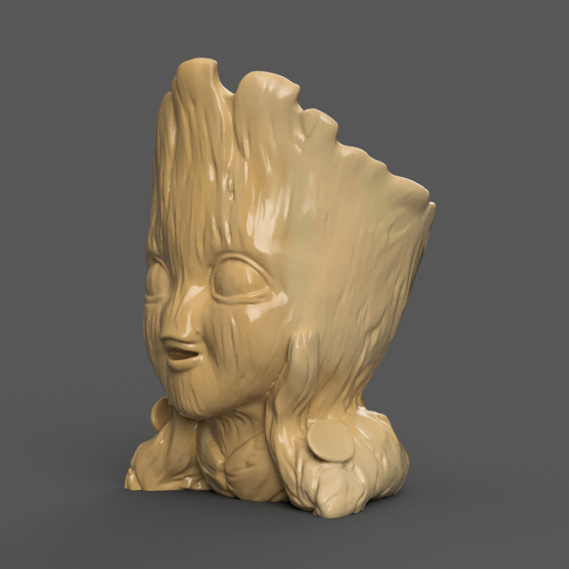 Cute groot Character Planter 3D STL File for Home Decor 3D print model_1