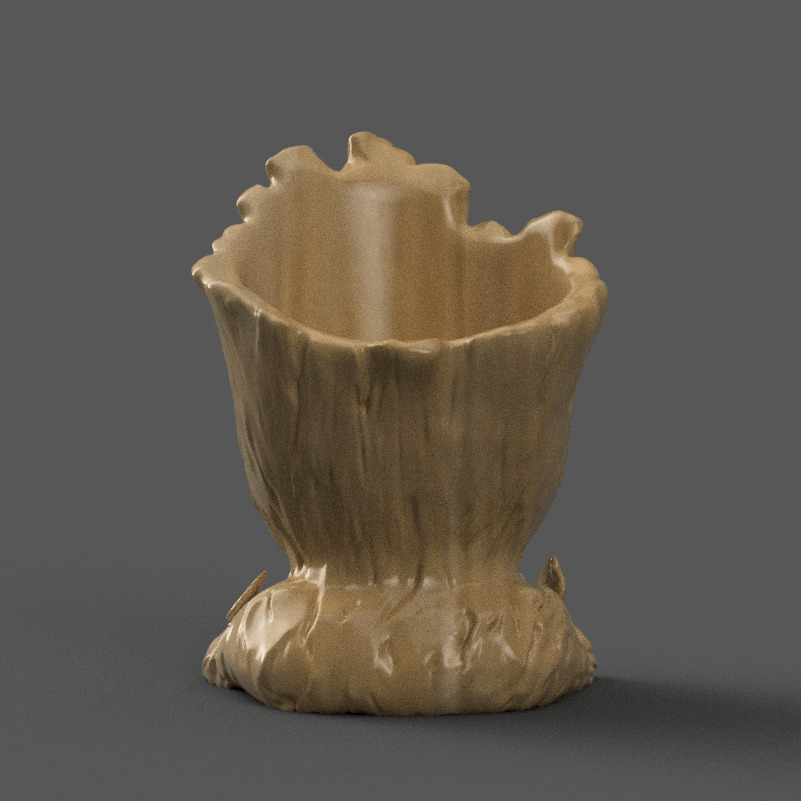Cute groot Character Planter 3D STL File for Home Decor 3D print model_4