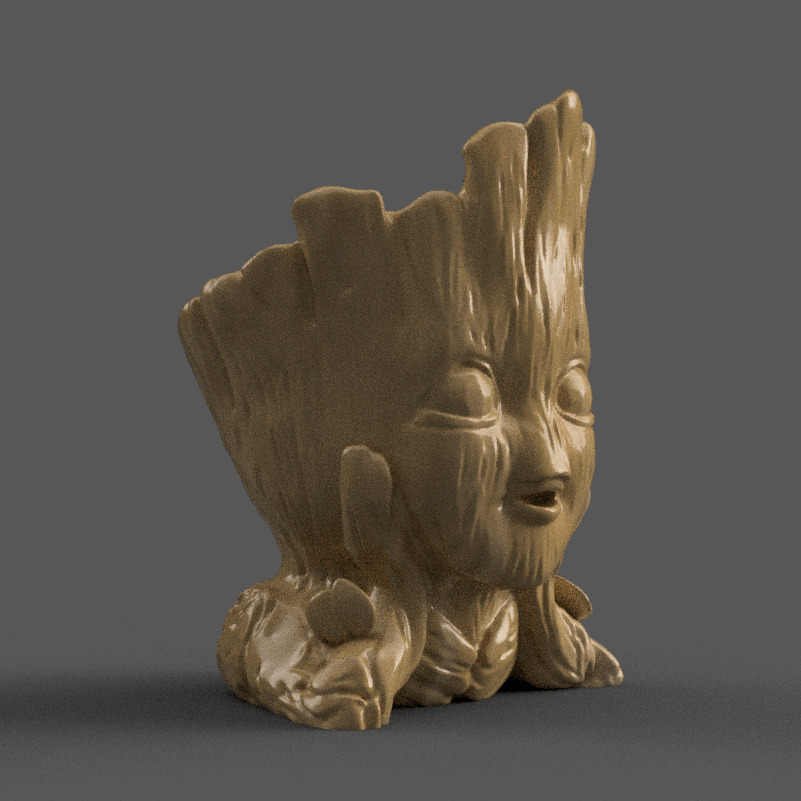 Cute groot Character Planter 3D STL File for Home Decor 3D print model_7