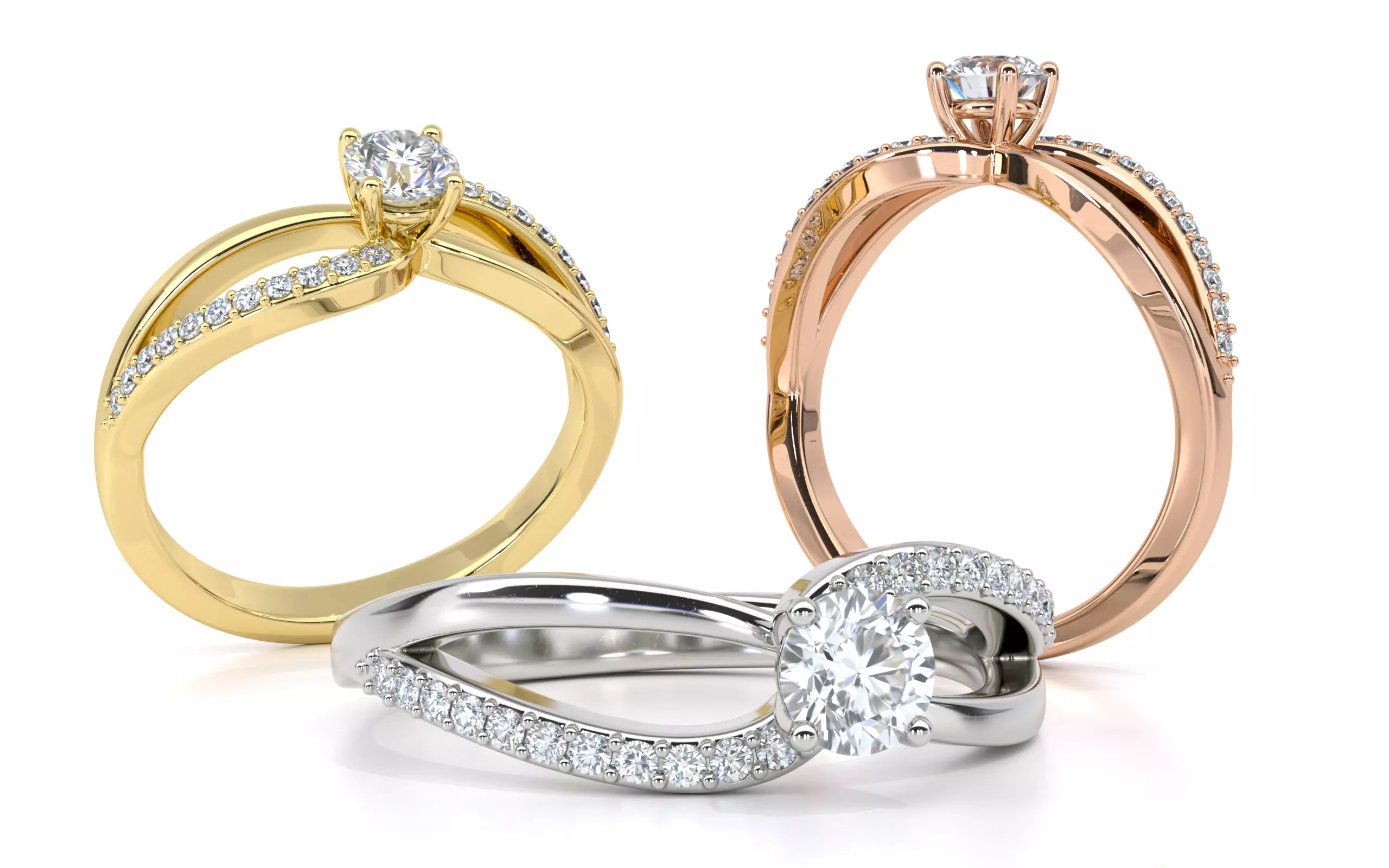 Round Diamond Split Shank Promise Ring 3D print model