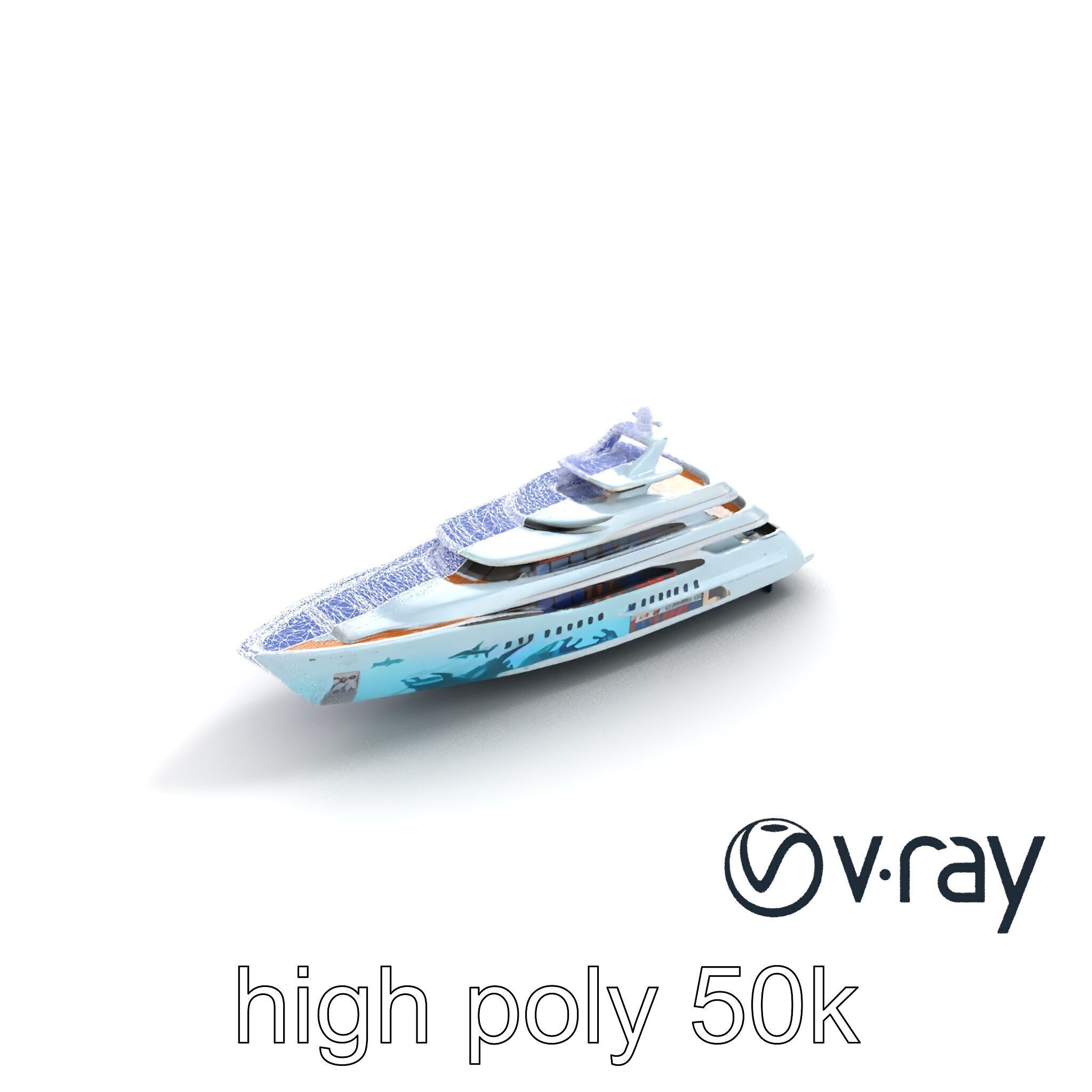 Underwater Glass-Hull Superyacht 3D model pack Low-poly 3D model_25