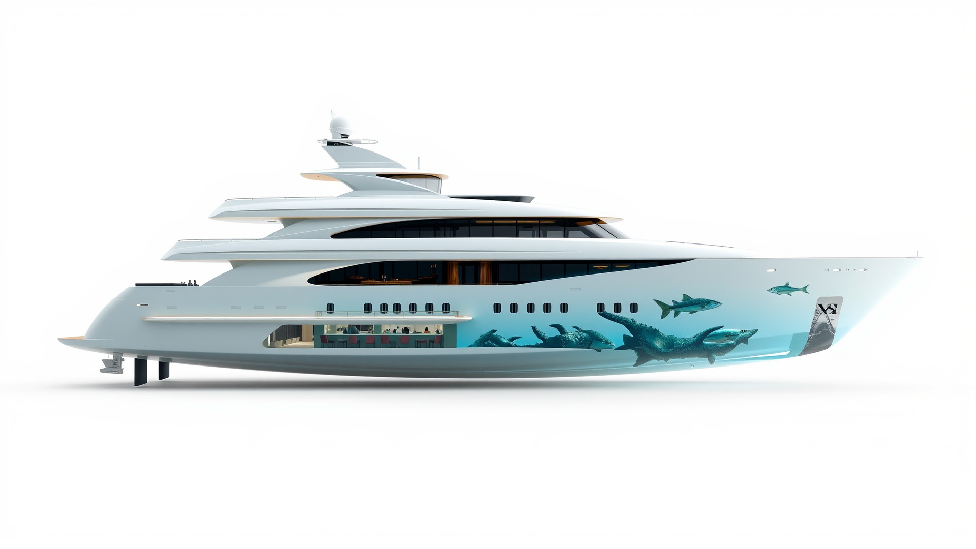 Underwater Glass-Hull Superyacht 3D model pack Low-poly 3D model_4