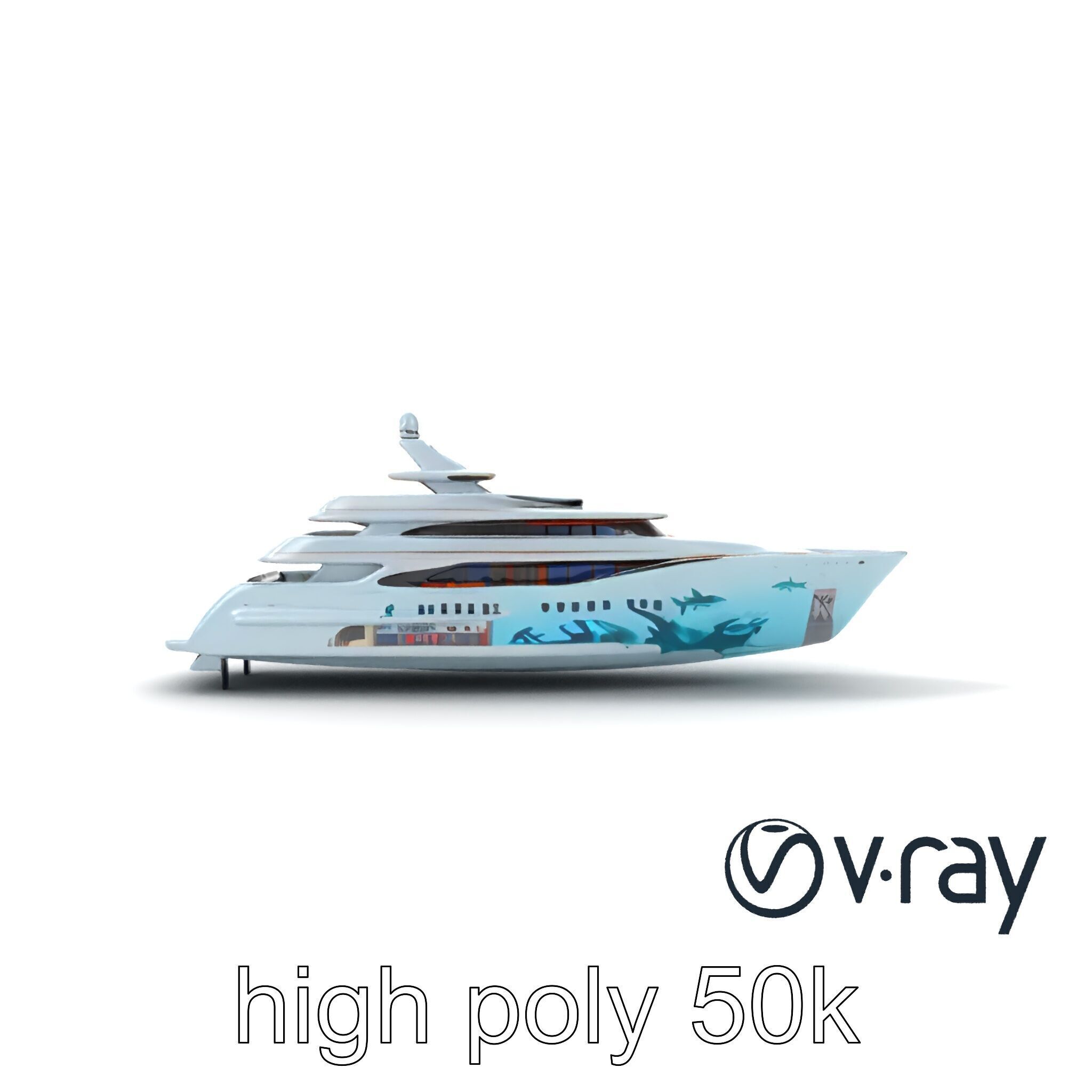Underwater Glass-Hull Superyacht 3D model pack Low-poly 3D model_31